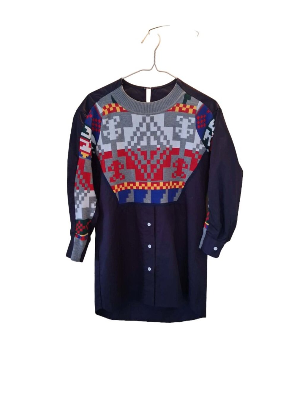 Tunic with a decorative geometric panel